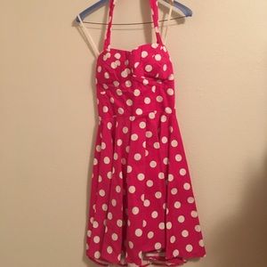 Pink polka dot pinup dress. Removal straps.
